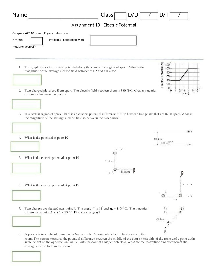 Electric Potential - Practice Problems