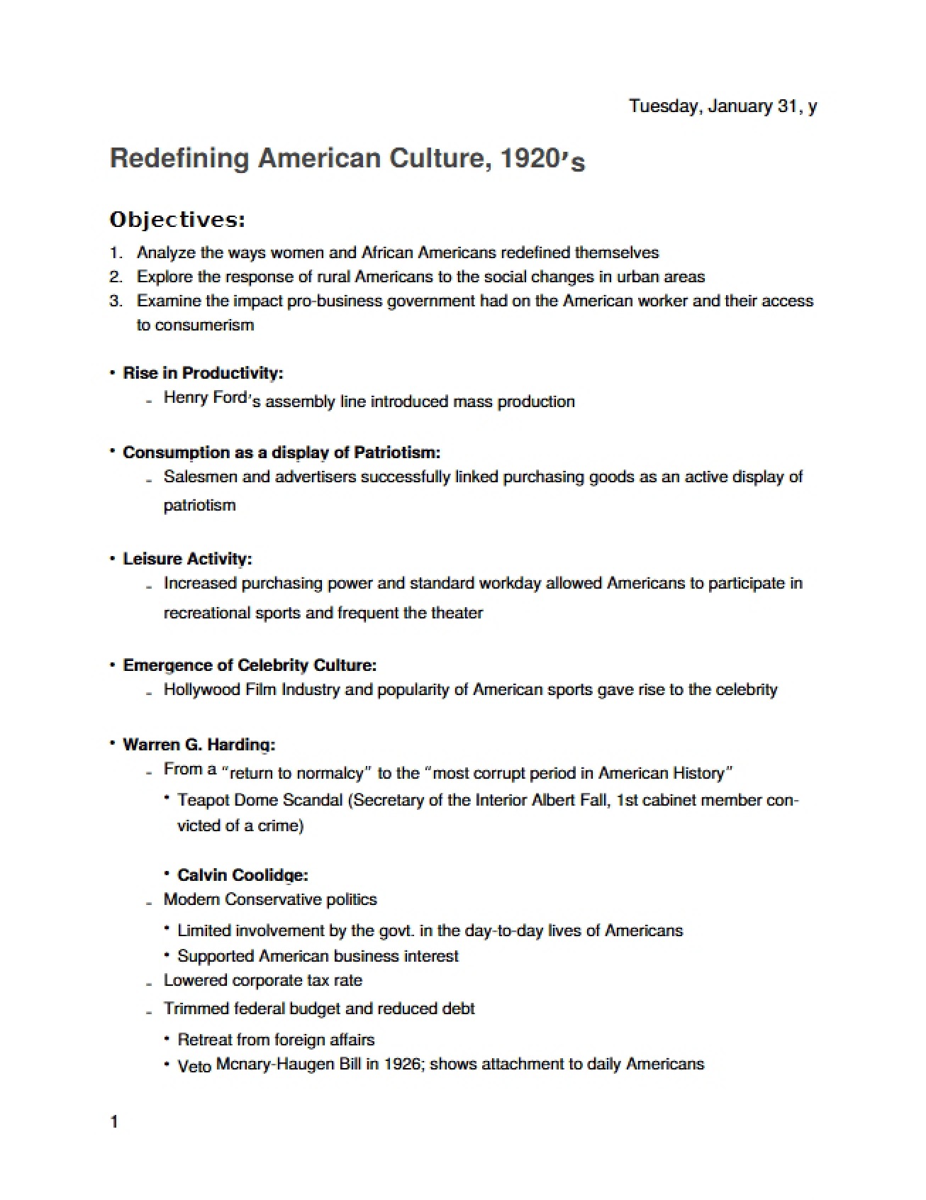 Redefining American Culture in the 1920s