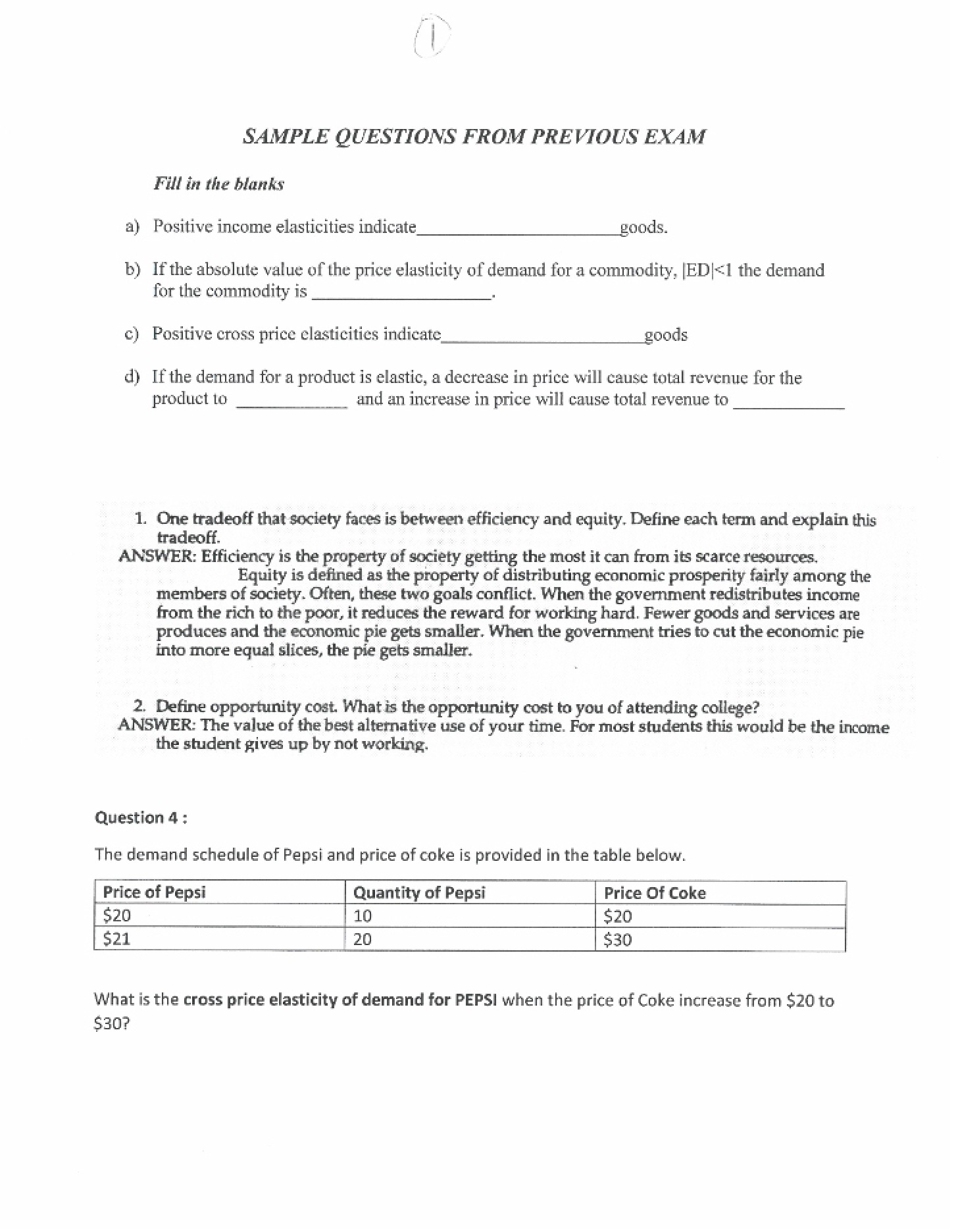 Exam One Sample