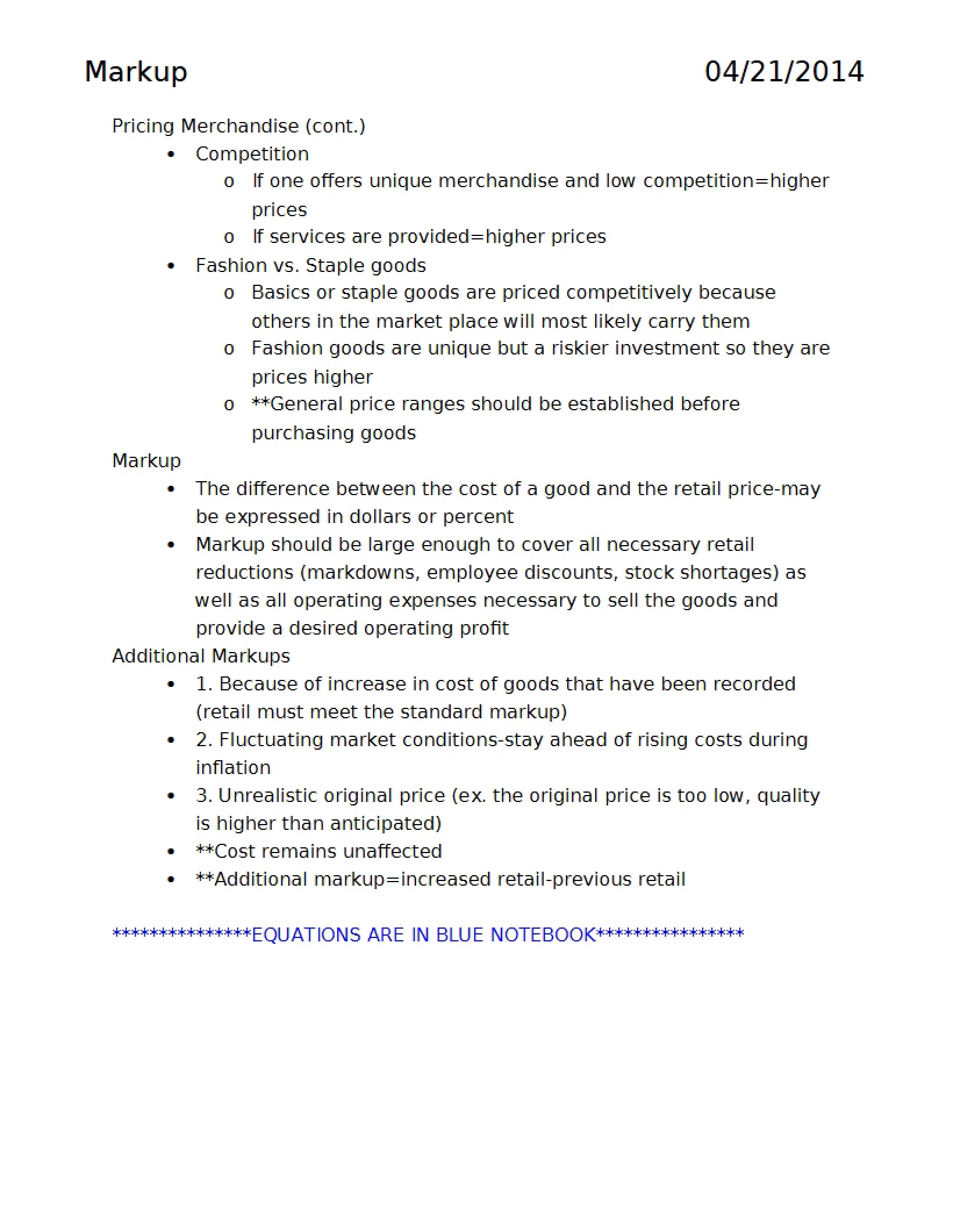 Pricing Markup
