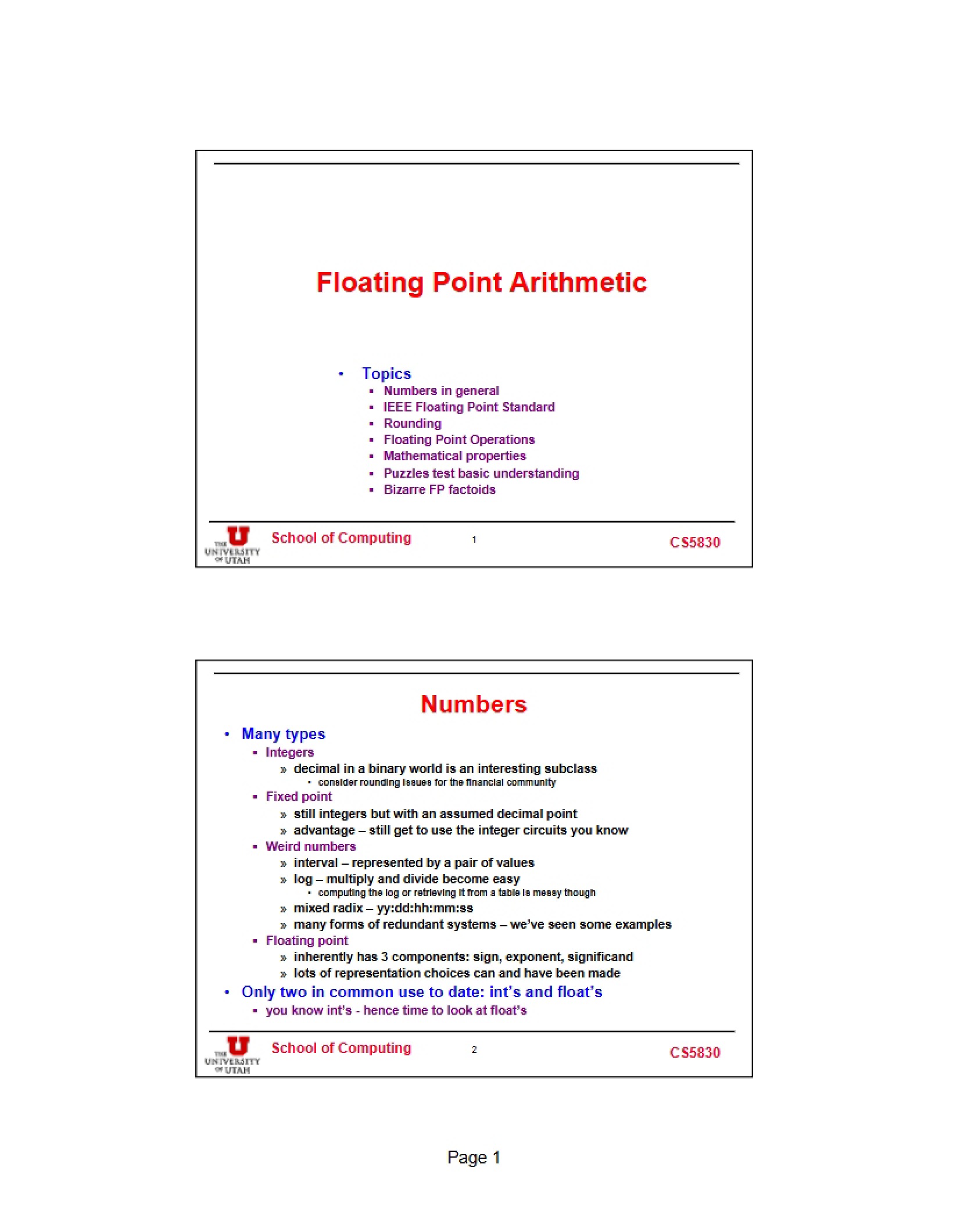 Arithmetic with Floating Points