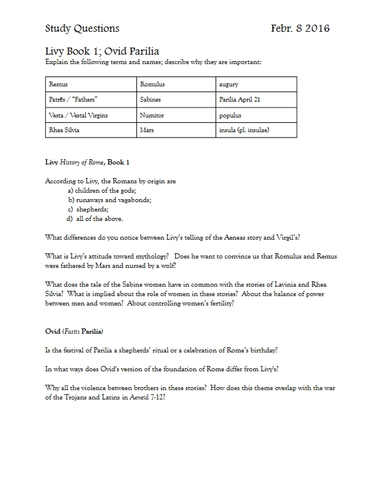 Ovid's Parilia and Livy's First Book