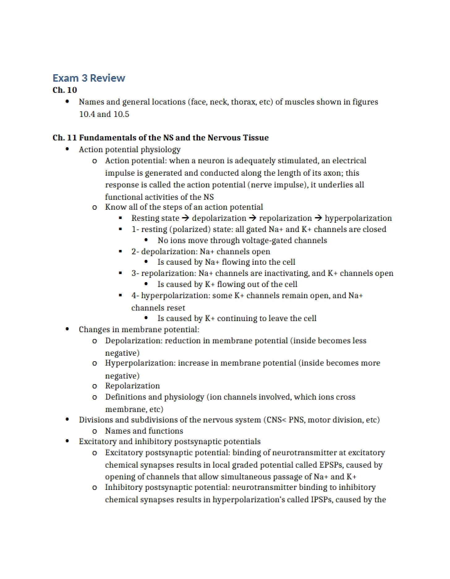 Review for Exam Three (BIO 243)