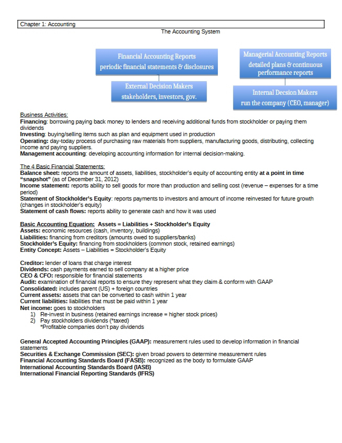 Chapter 1 Accounting Basics
