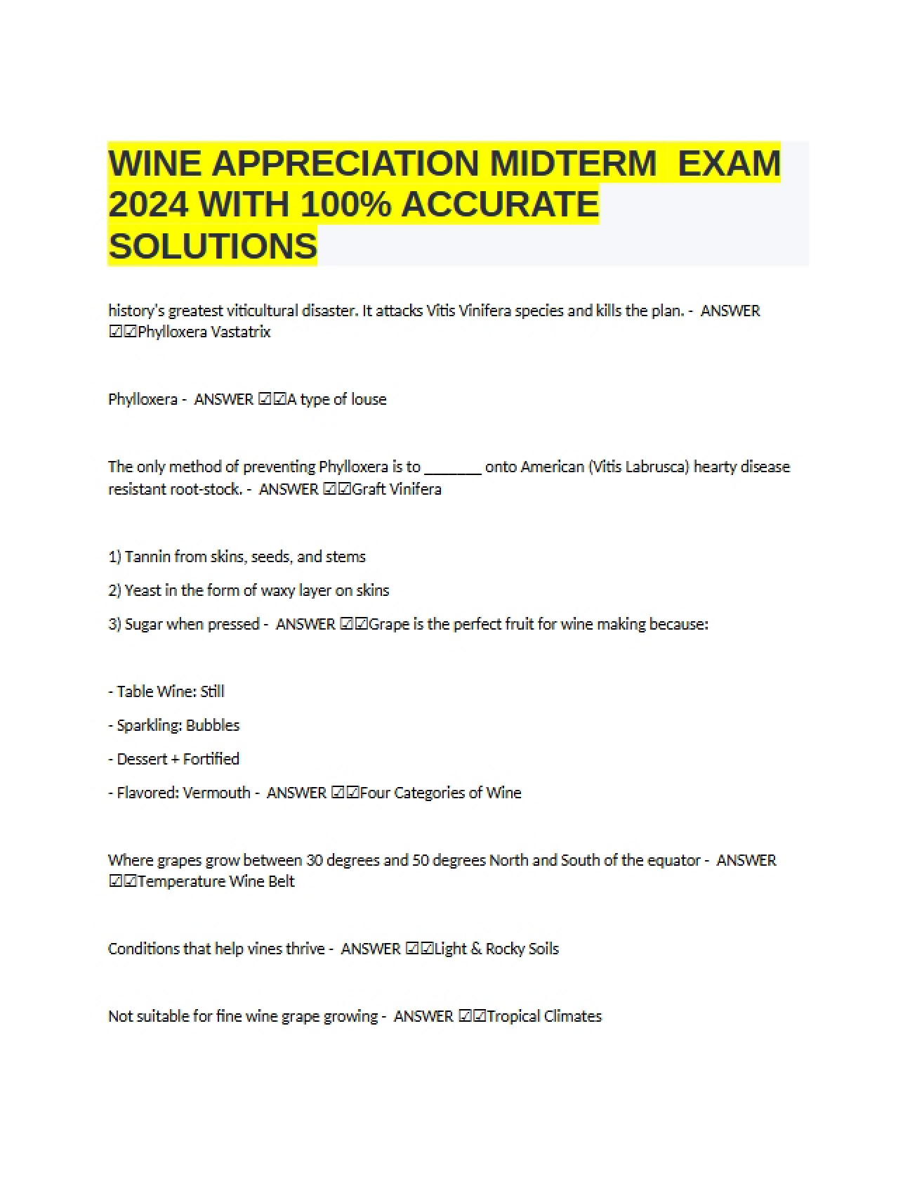 Wine Appreciation Midterm Assessment