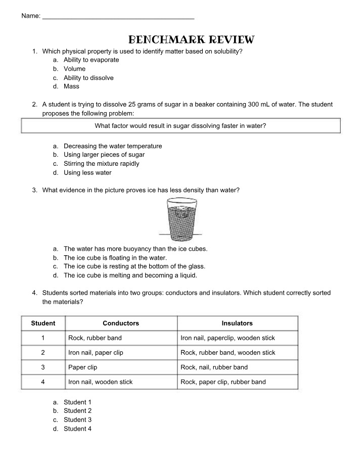 Identifying Matter through Solubility - Key Properties