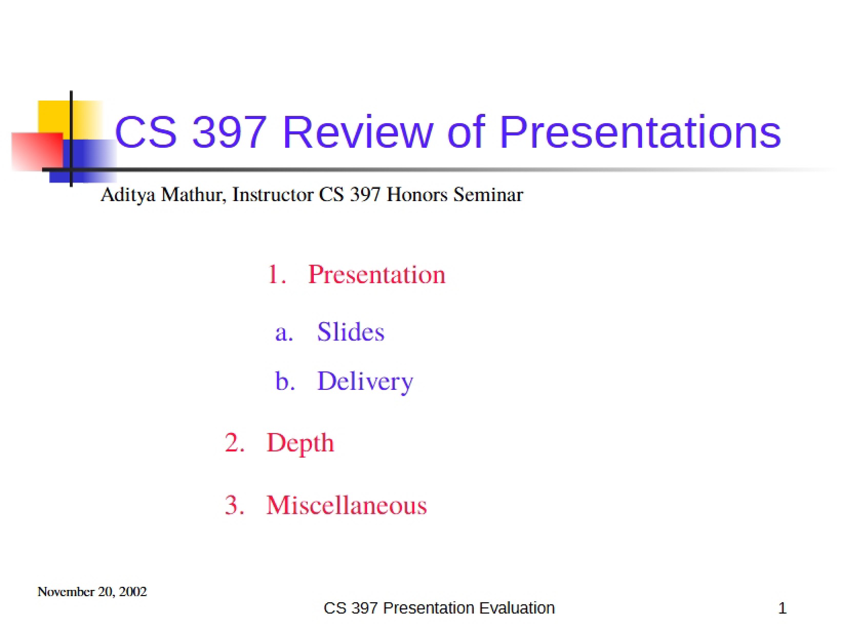 Presentation Reviews