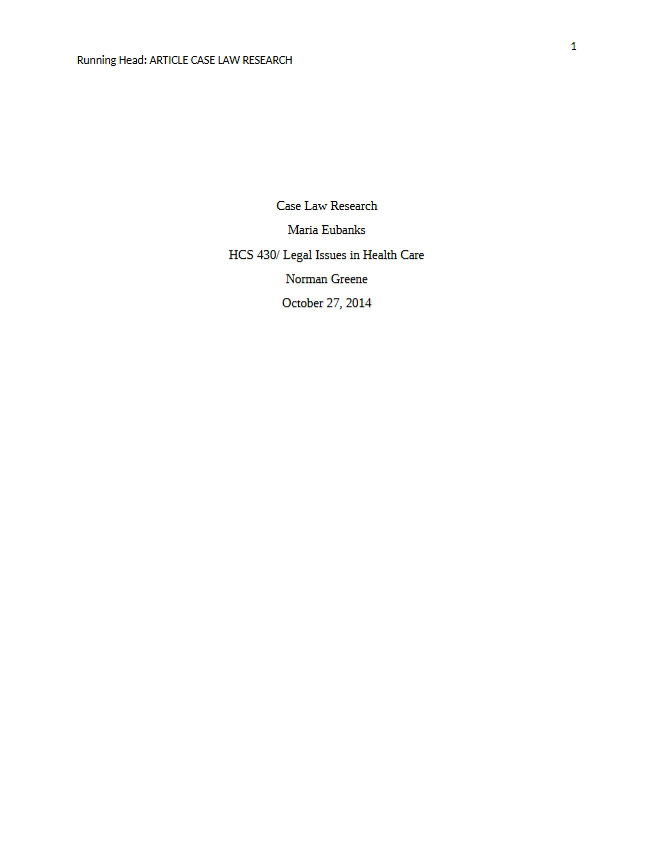 Research on Legal Cases