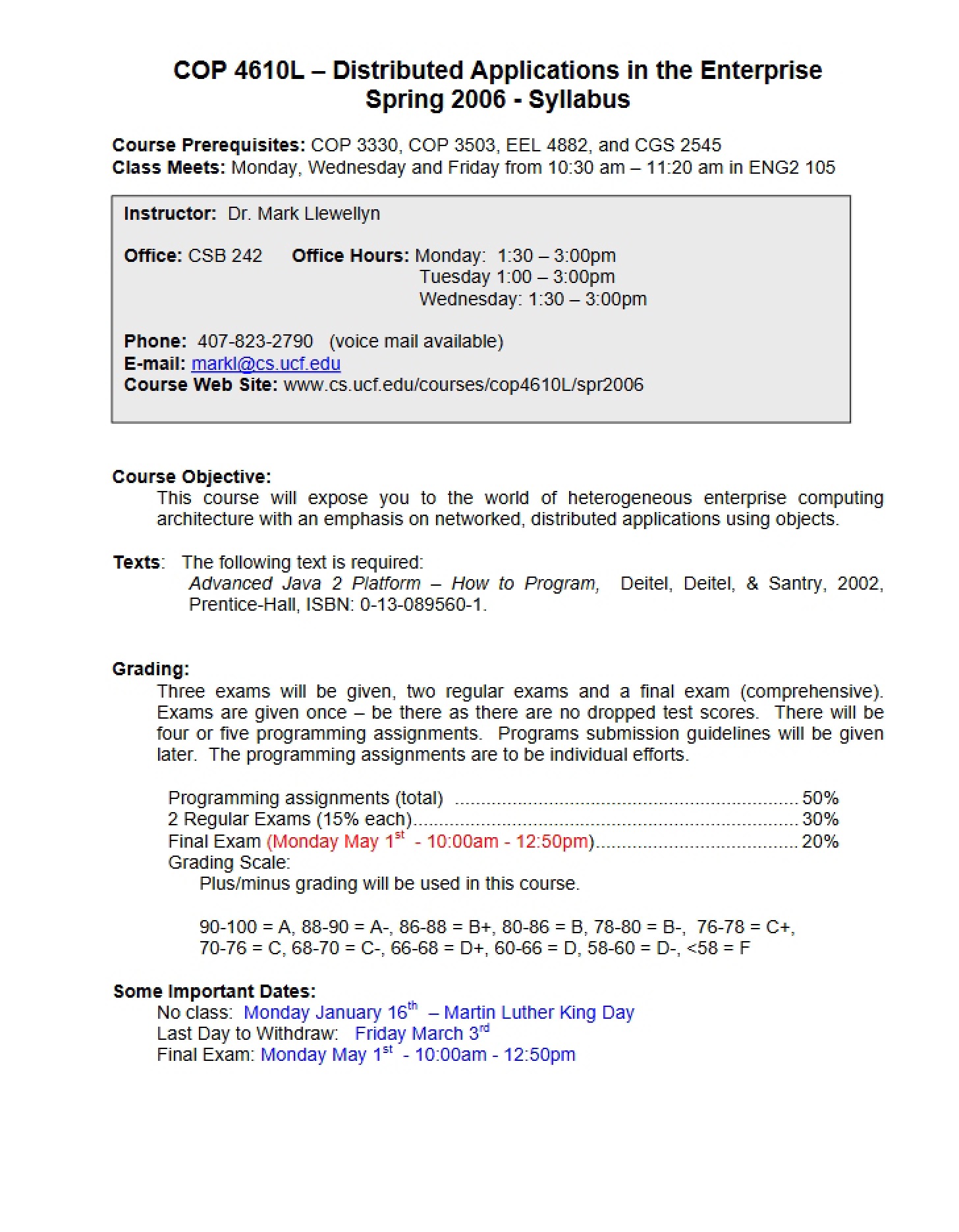 Syllabus COP 4610L
