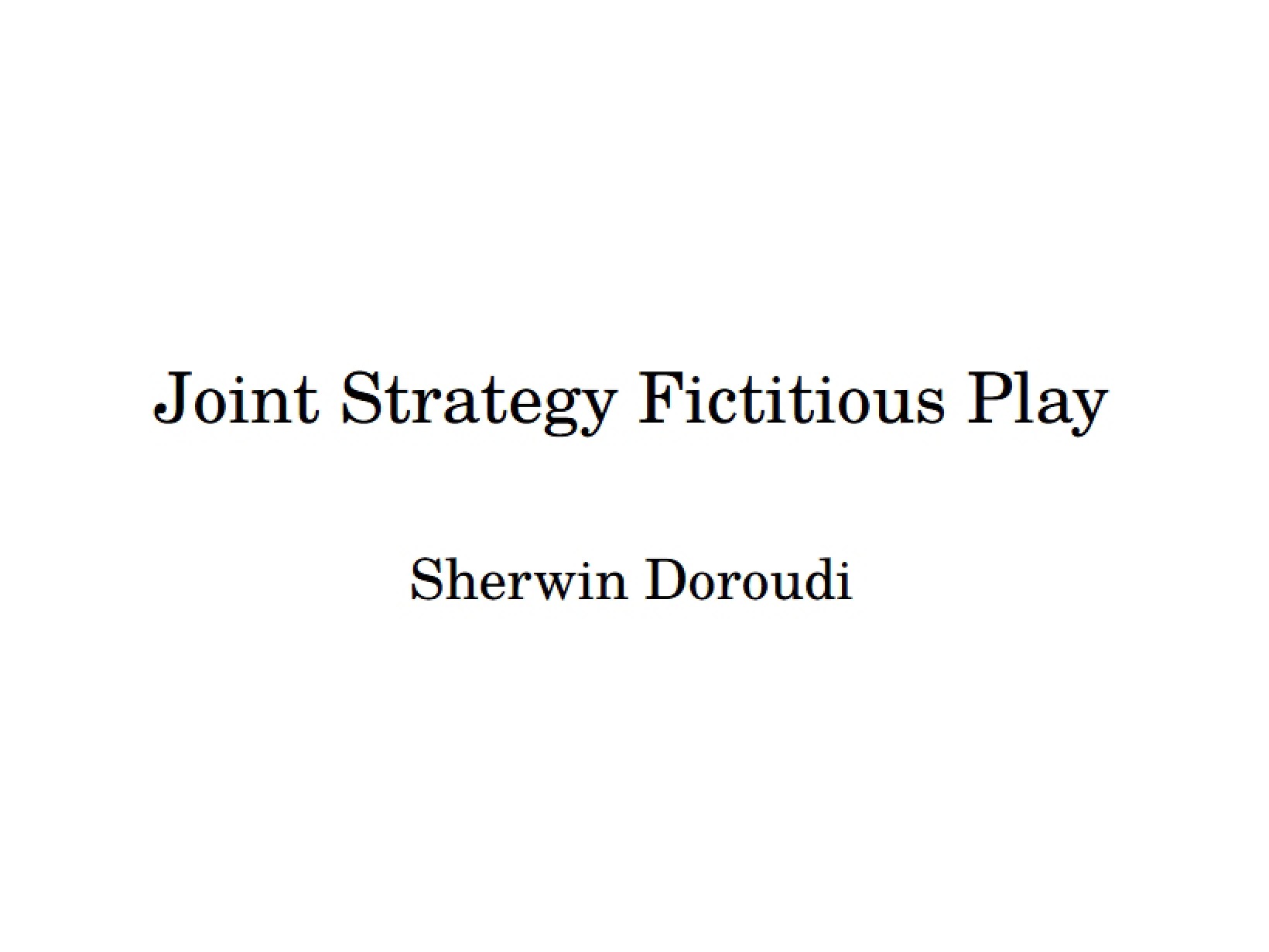 Fictitious Play Joint Strategies