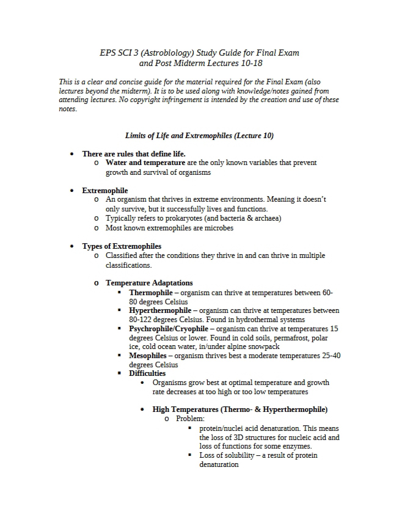 Limits of Life and Extremophiles