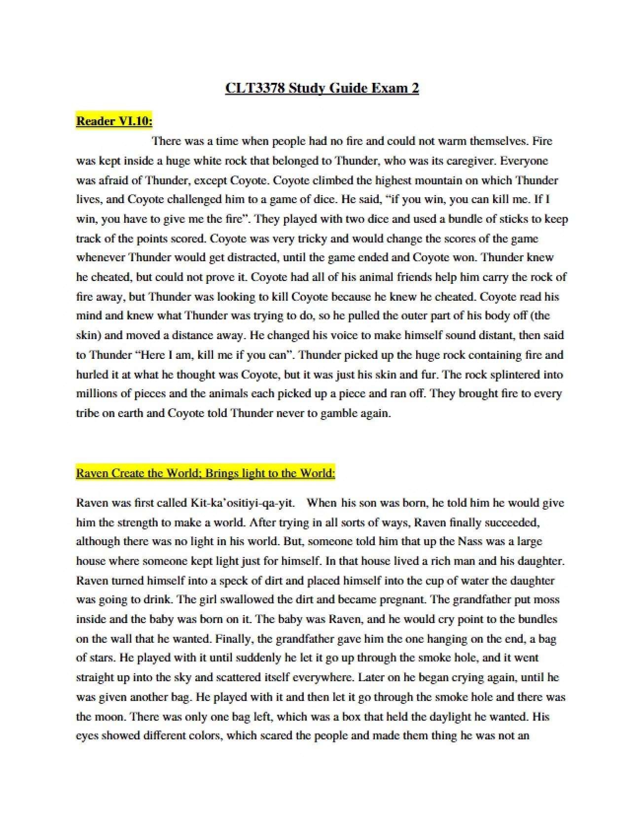 Second Examination Study Guide
