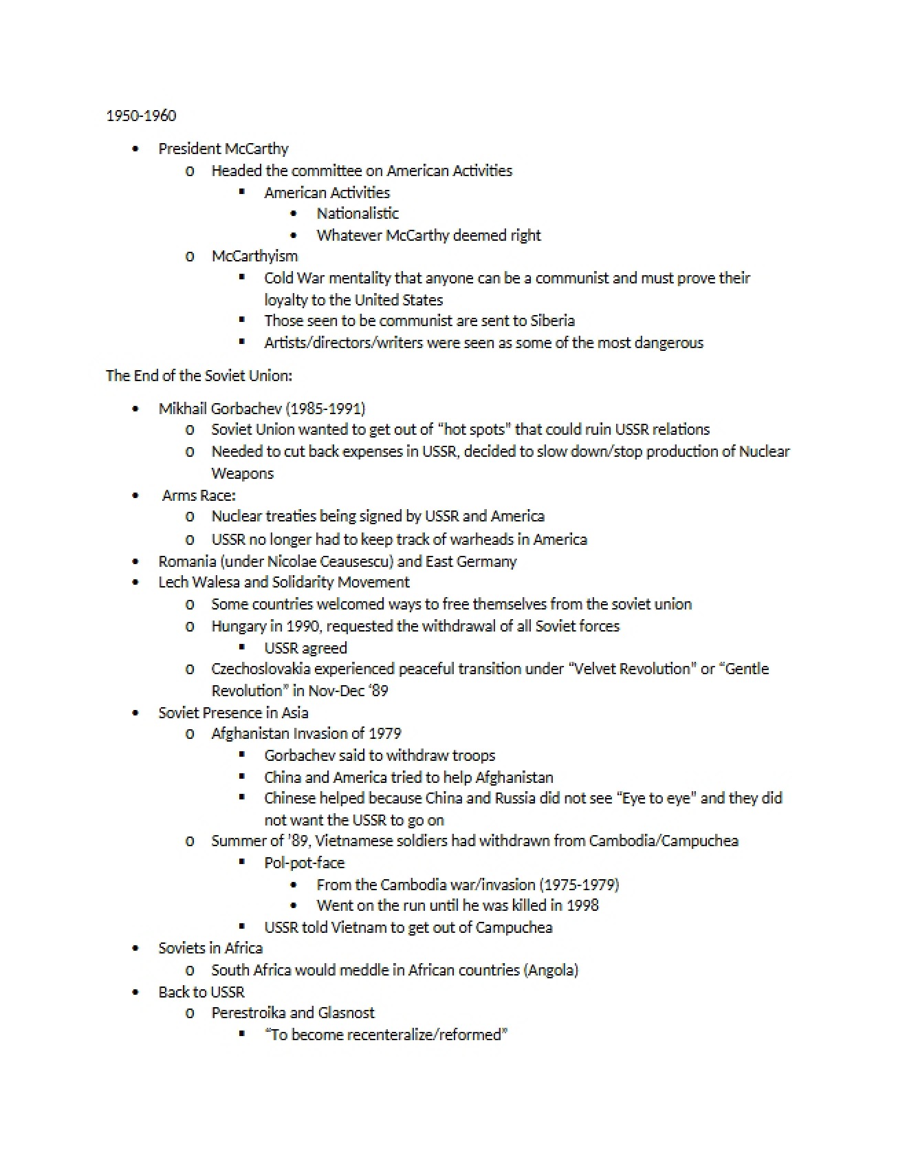 Examination of the McCarthy Presidency