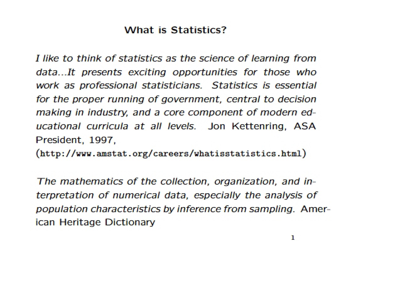 Introduction to the Field of Statistics