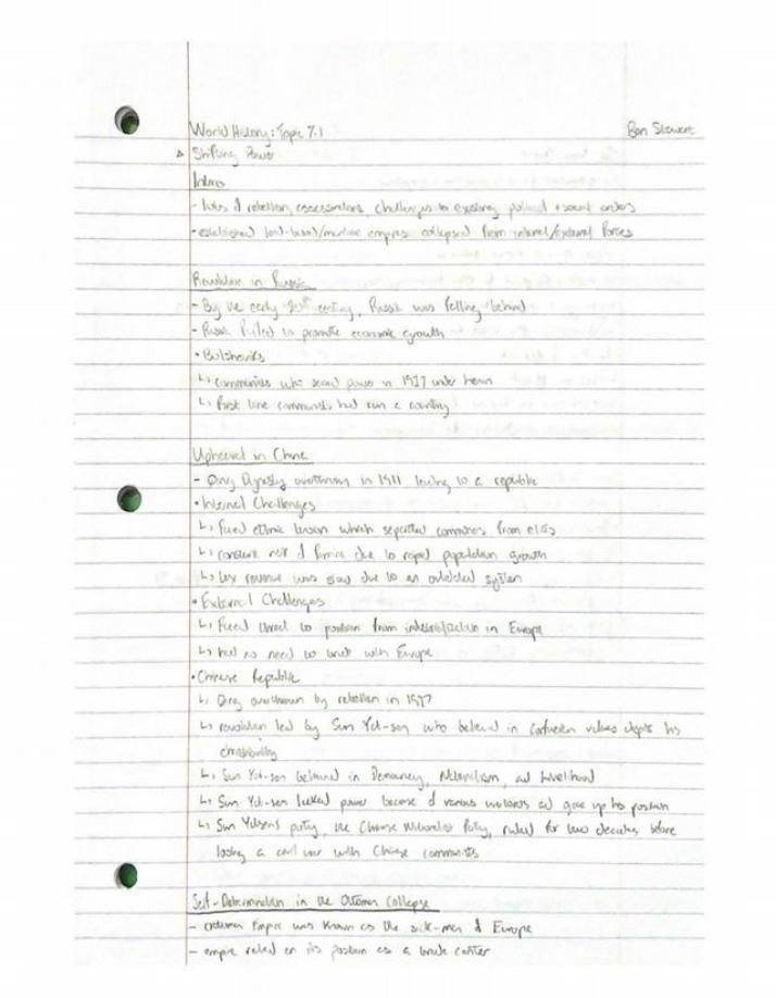 Notes on World History Topic 7