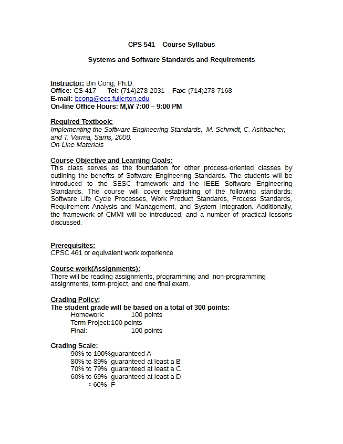 Syllabus for Systems and Software Standards