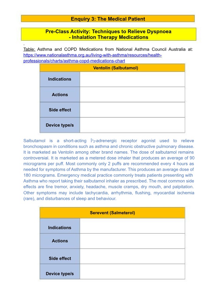 Techniques and Medications for Relieving Dyspnoea in Asthma and COPD