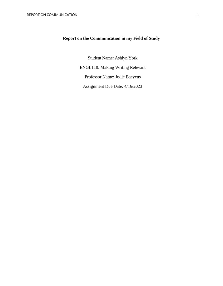 Report on Communication Part 2