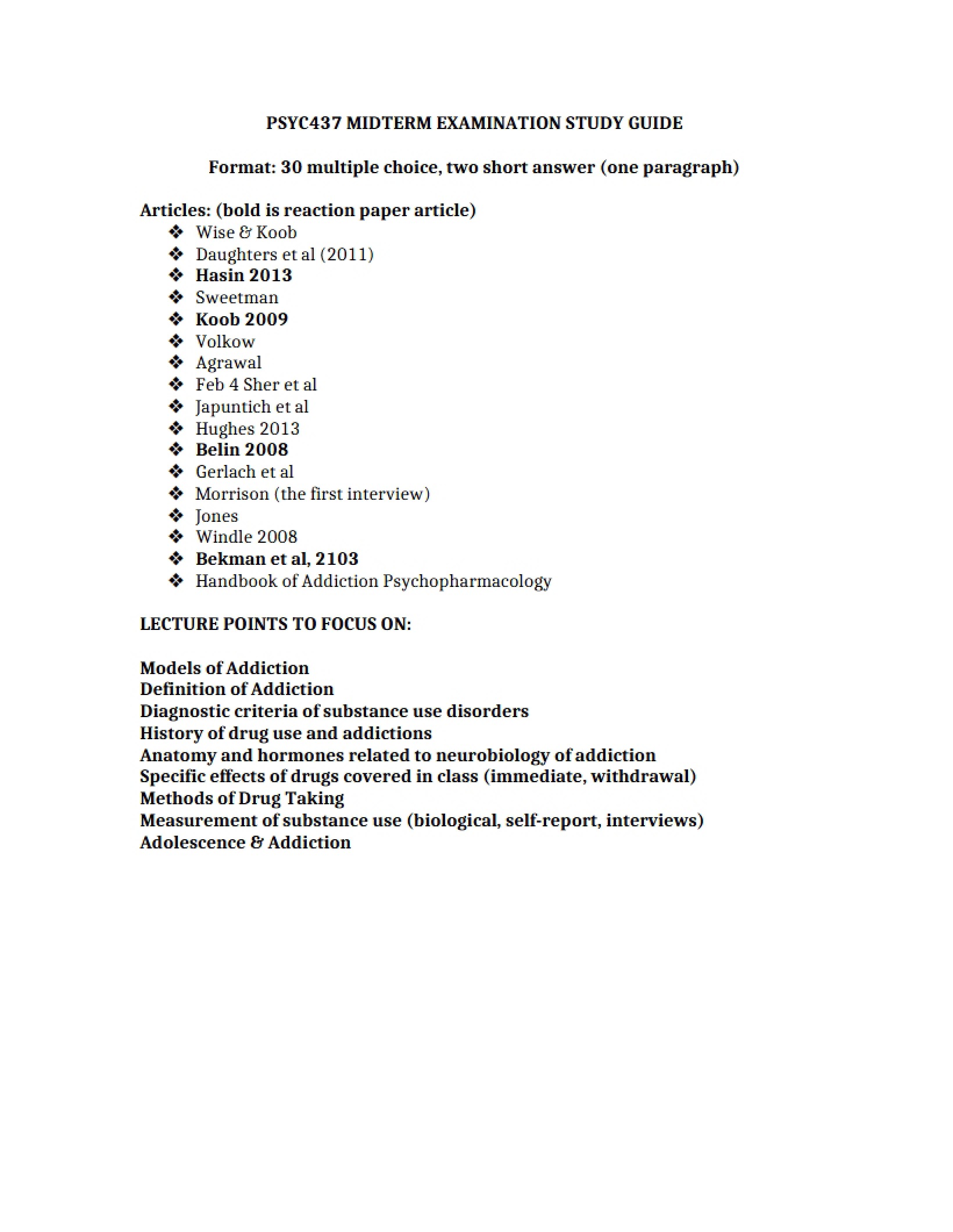 Study Guide Midterm Exam