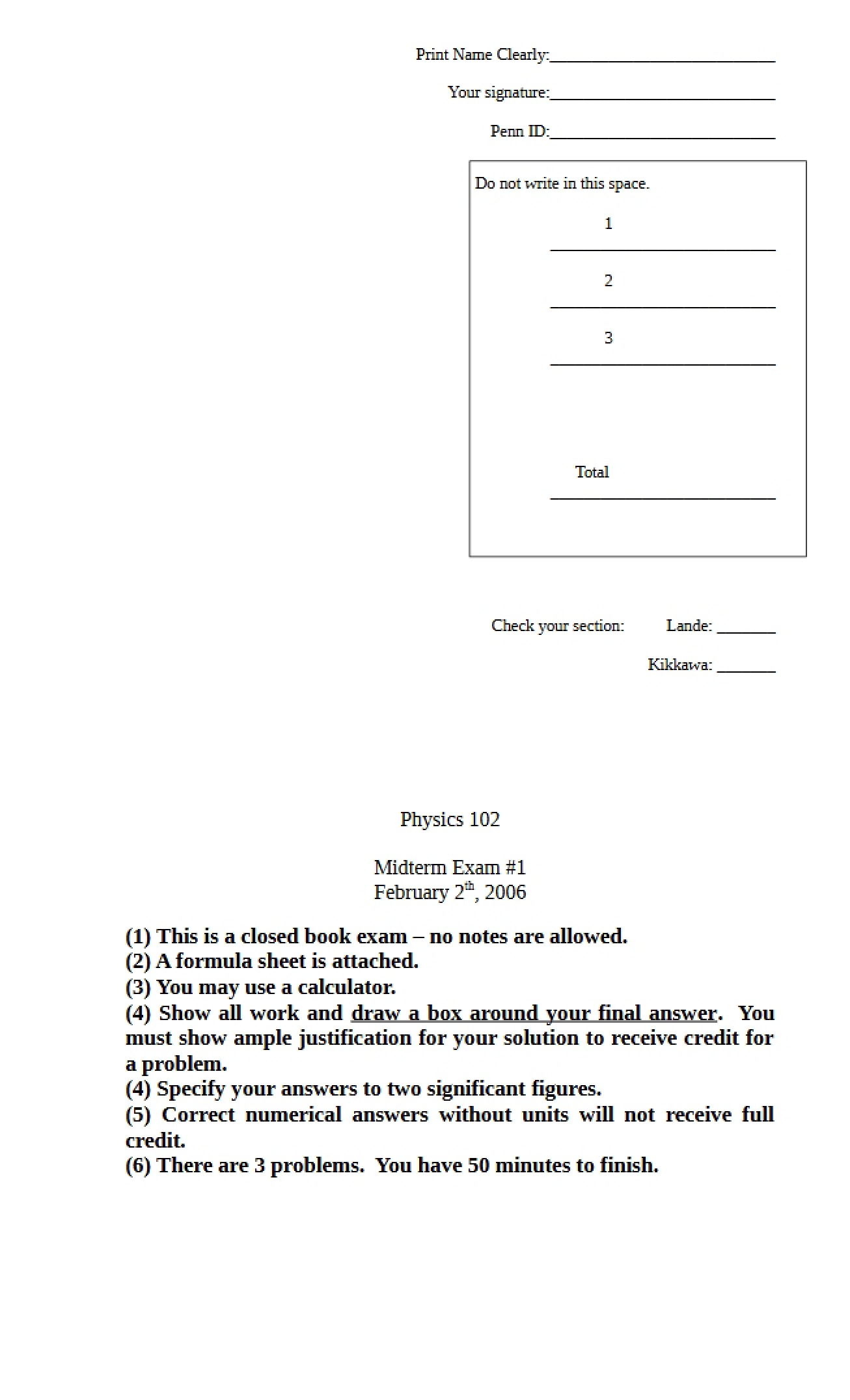 Midterm 1 (Spring 2006)