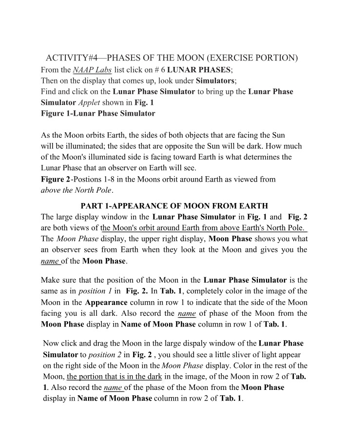 Activity 4 - Phases of the Moon