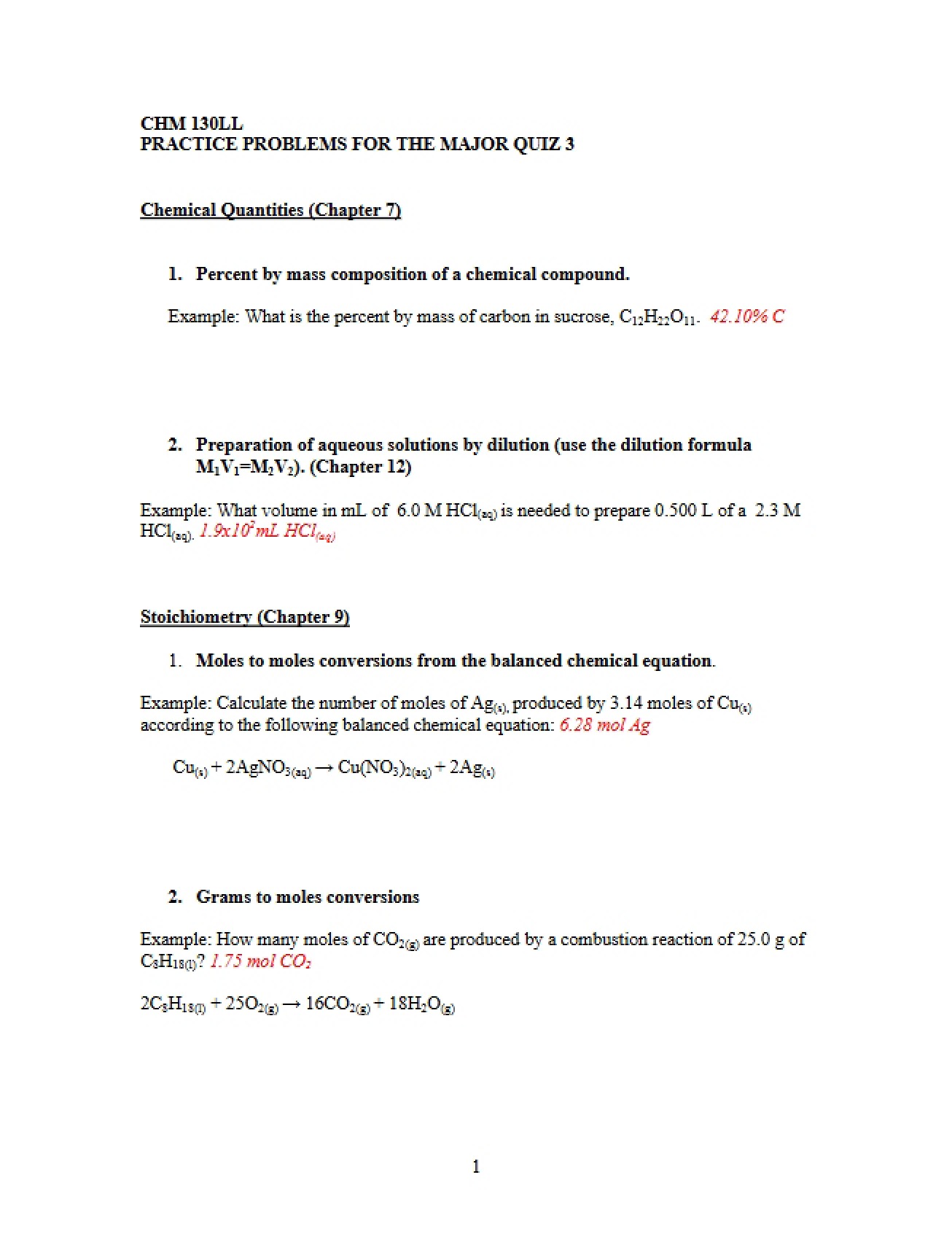 Major Quiz Three Practice Problems