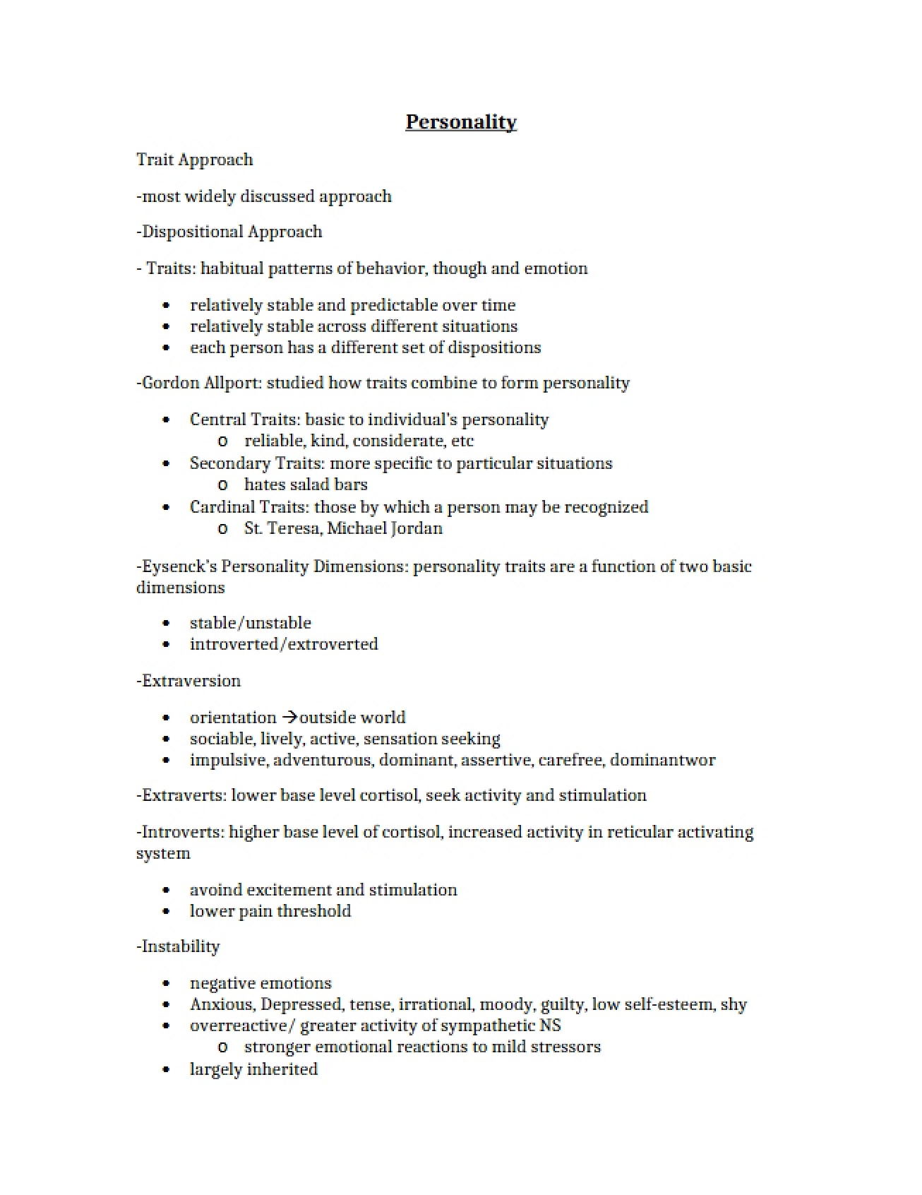 Personality Concepts