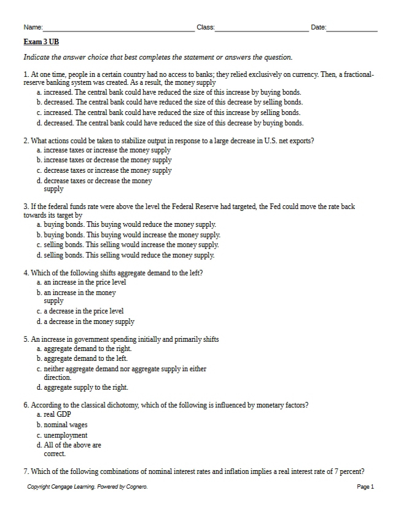 Third Macroeconomics Test