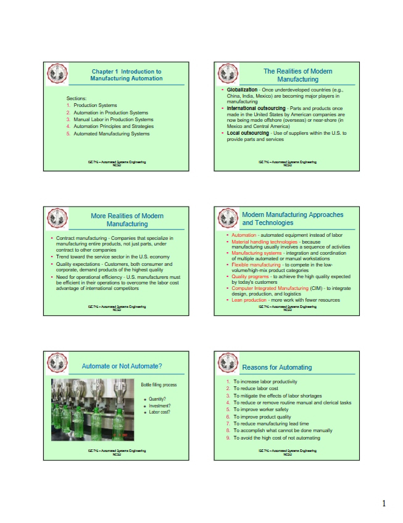 Basics of Manufacturing Automation