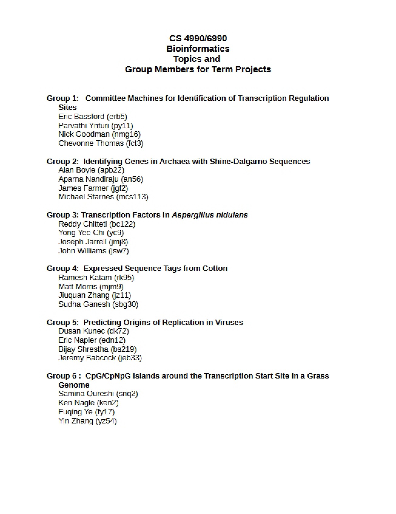 Bioinformatics Notes