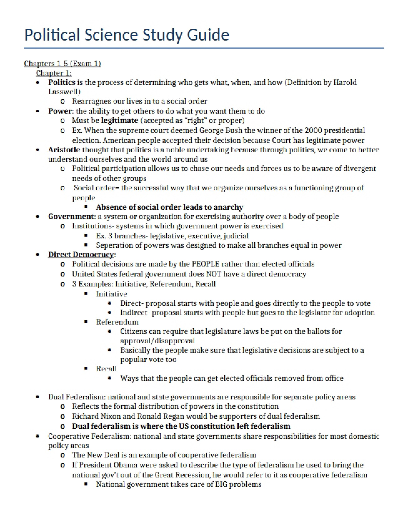 Political Science Study Guide