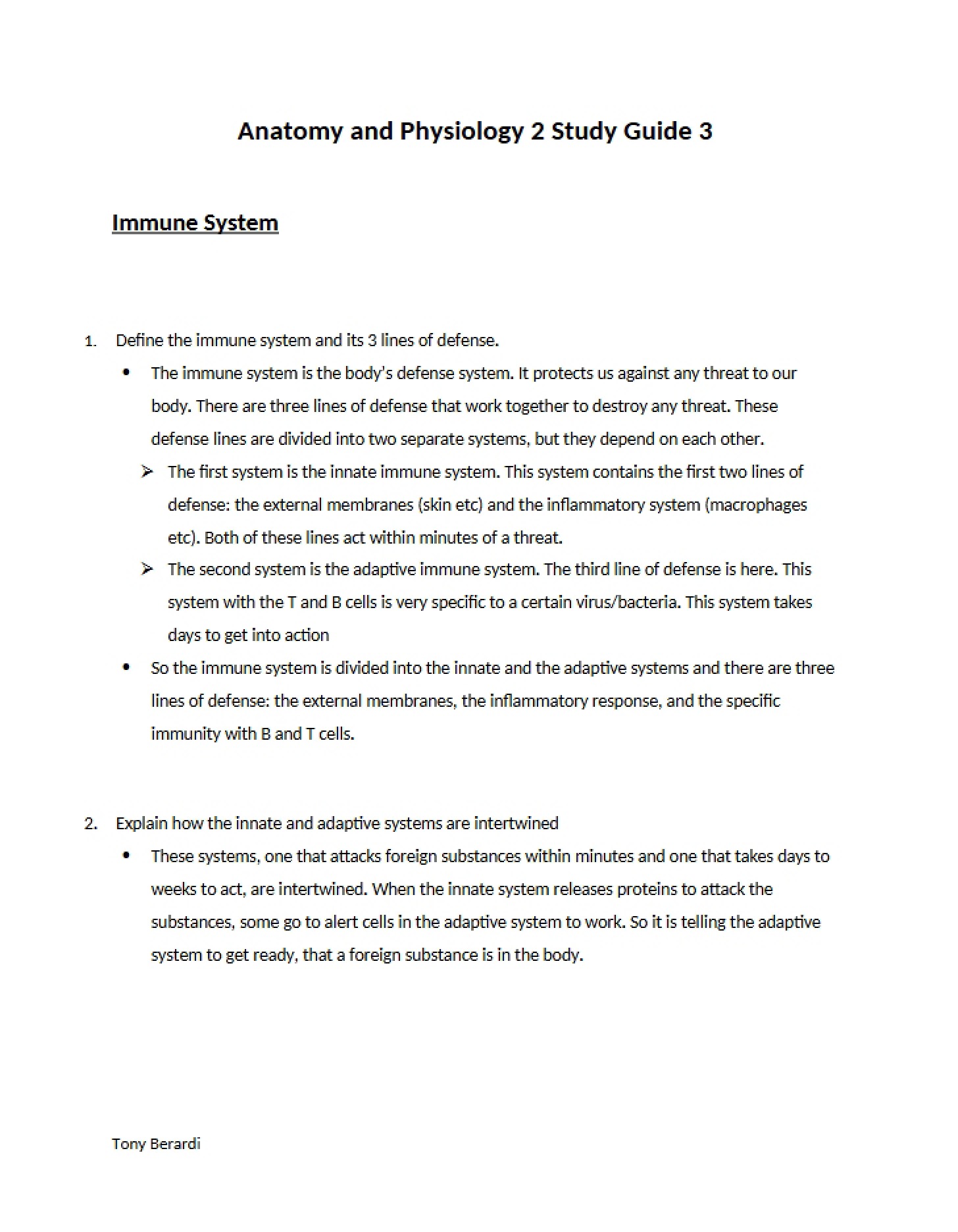 Third Study Guide for Anatomy and Physiology 2