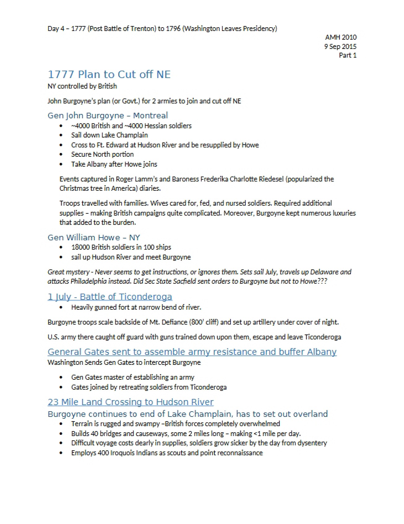 Notes on American History