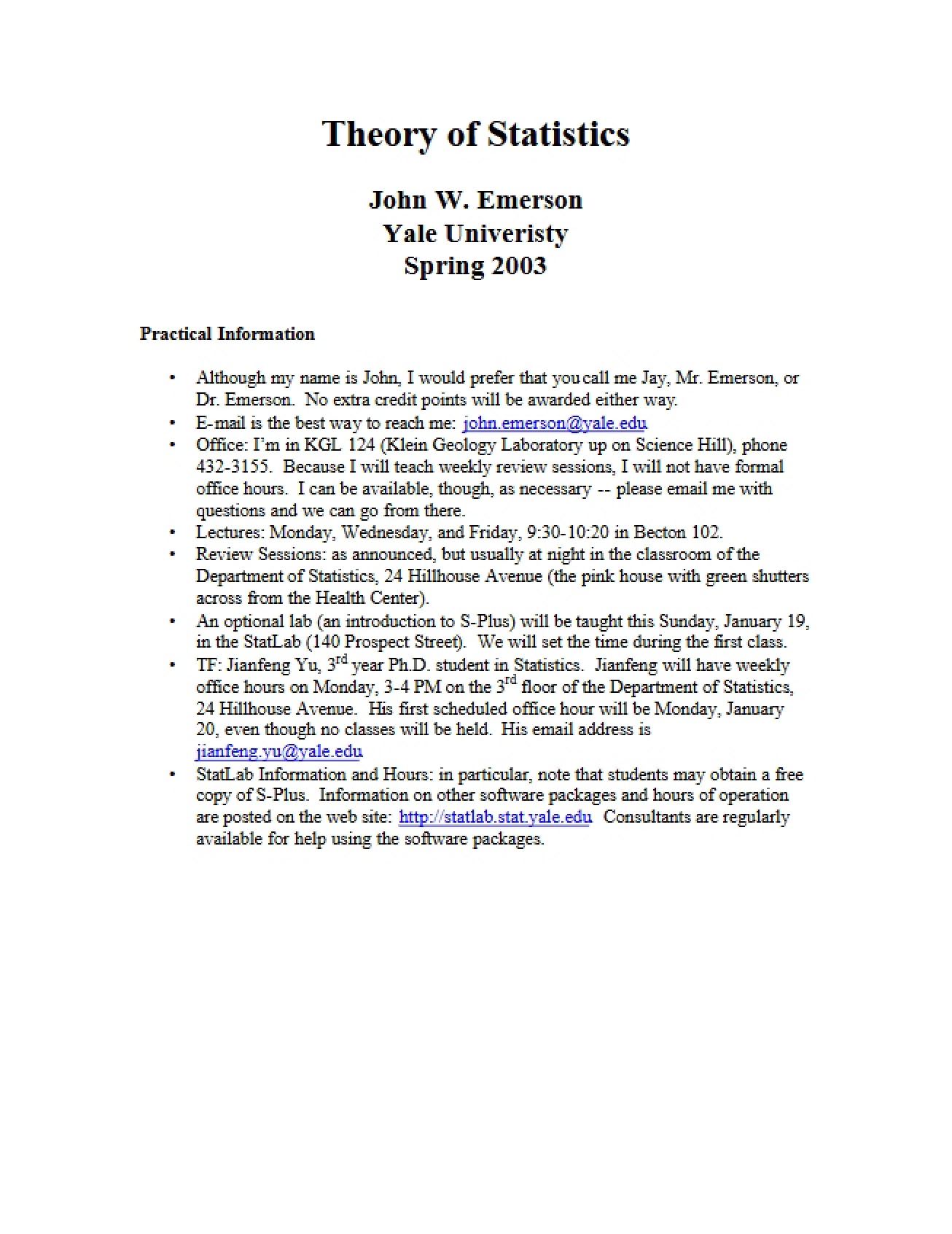 Syllabus Info