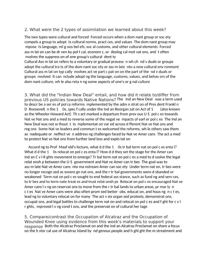 Assimilation Types - Cultural and Forced