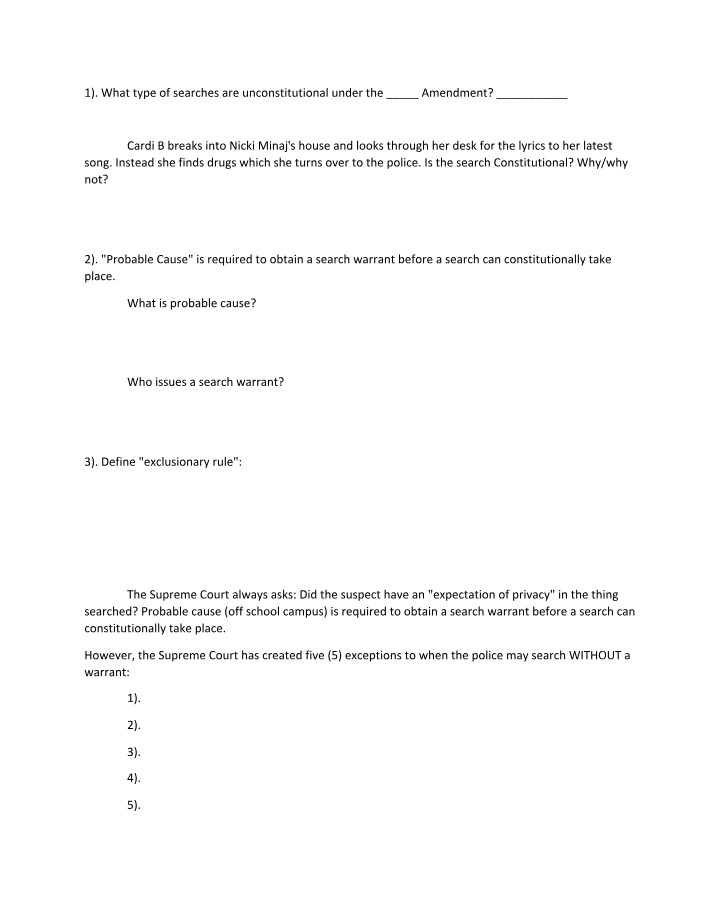 Constitutional Searches - Types and Limitations