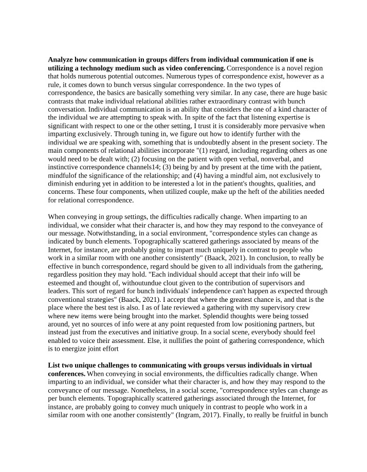 Individual Versus Group Communication