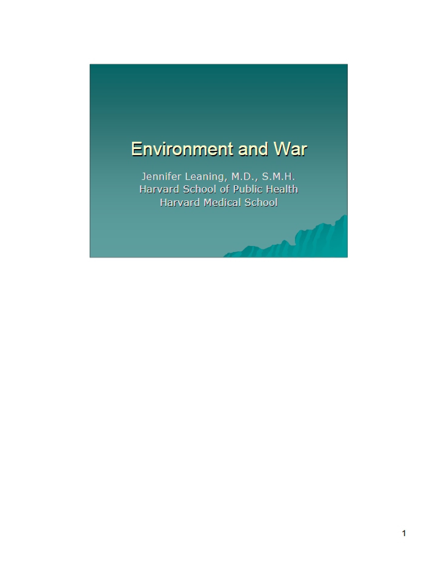 War and Environment
