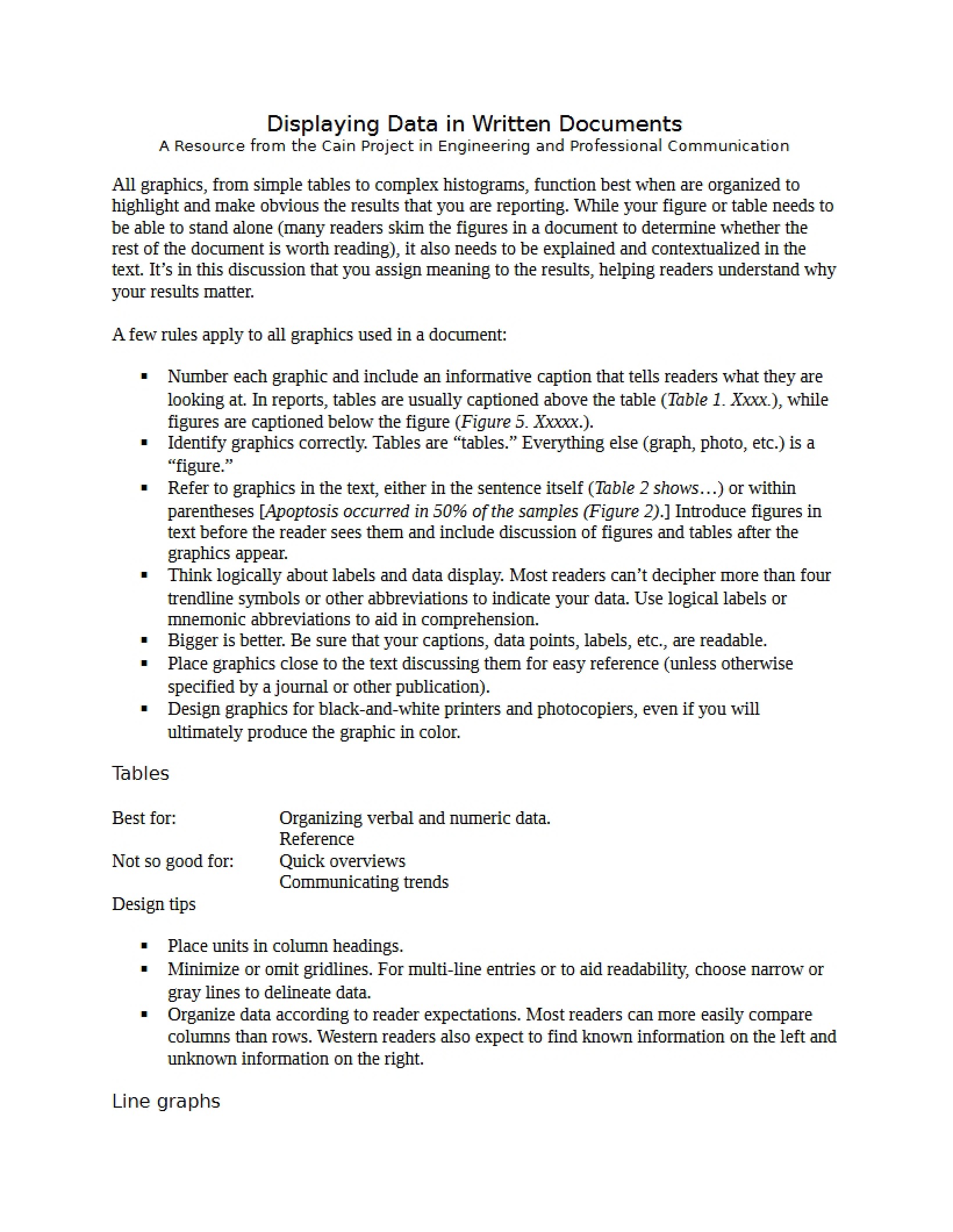 Written Documents Displaying Data