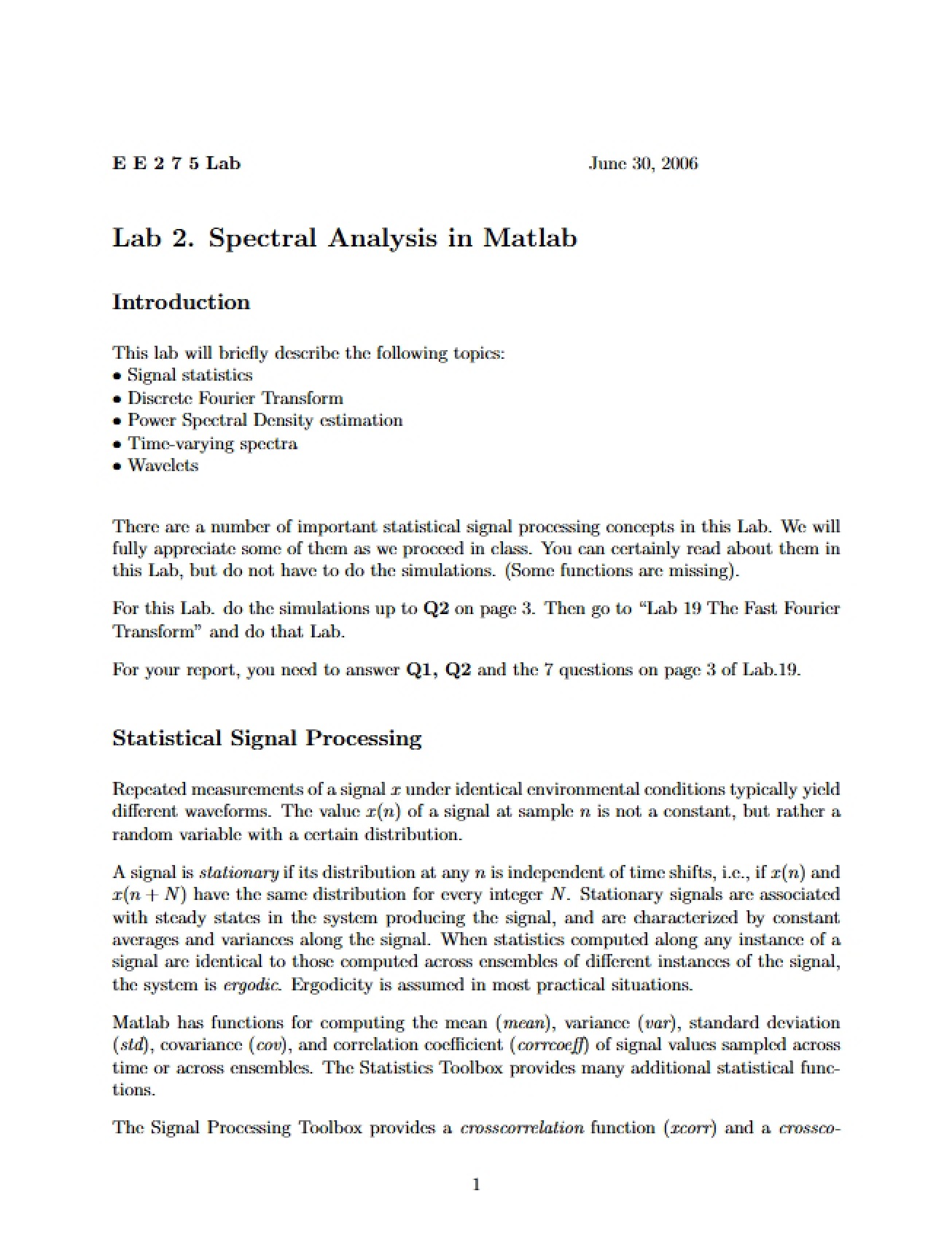 Spectral Analysis in Matlab