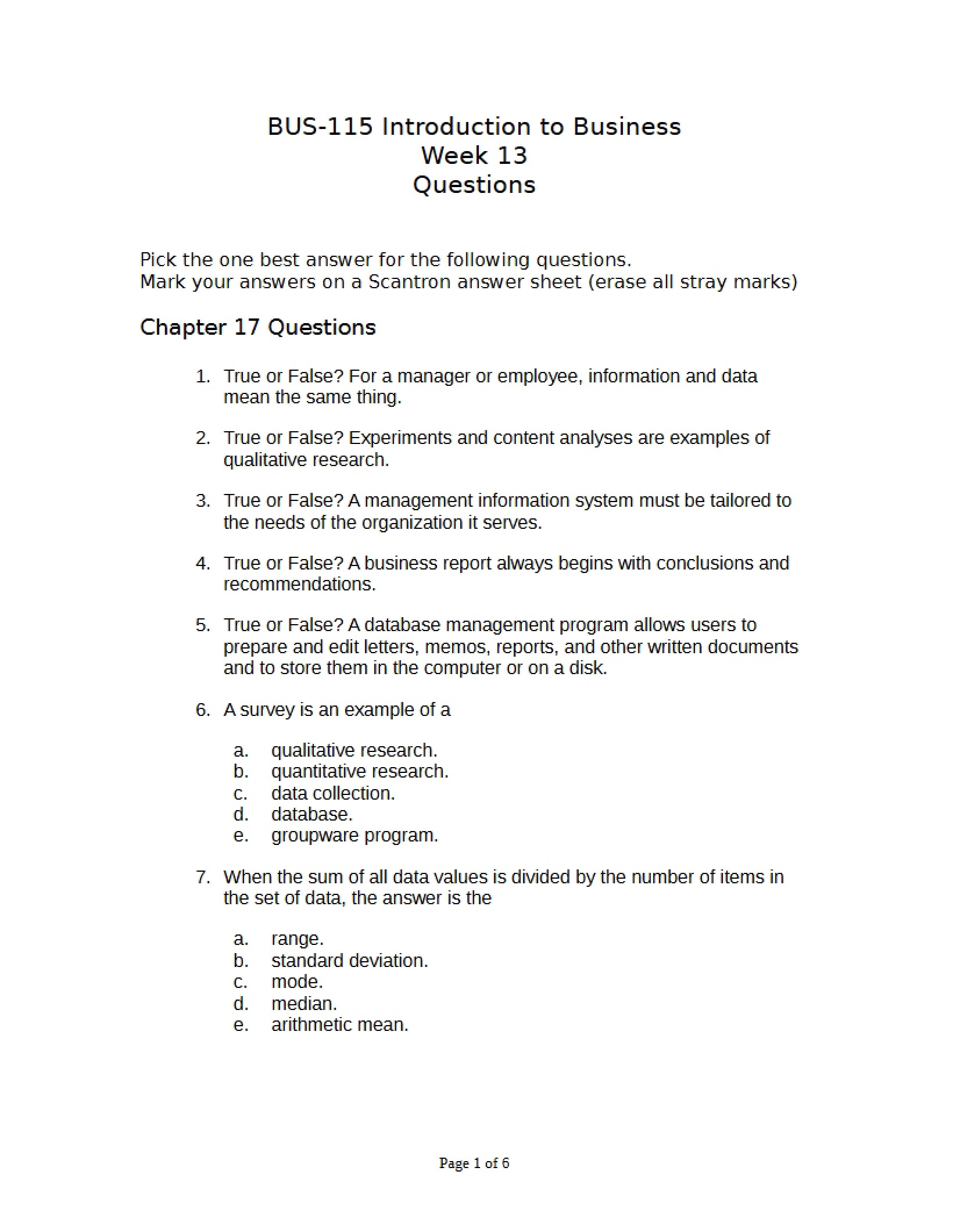 Questions for Week 13