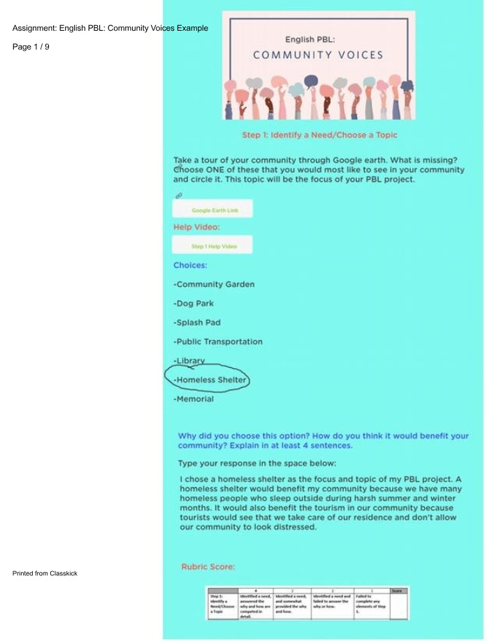 English PBL Assignment - Community Voices