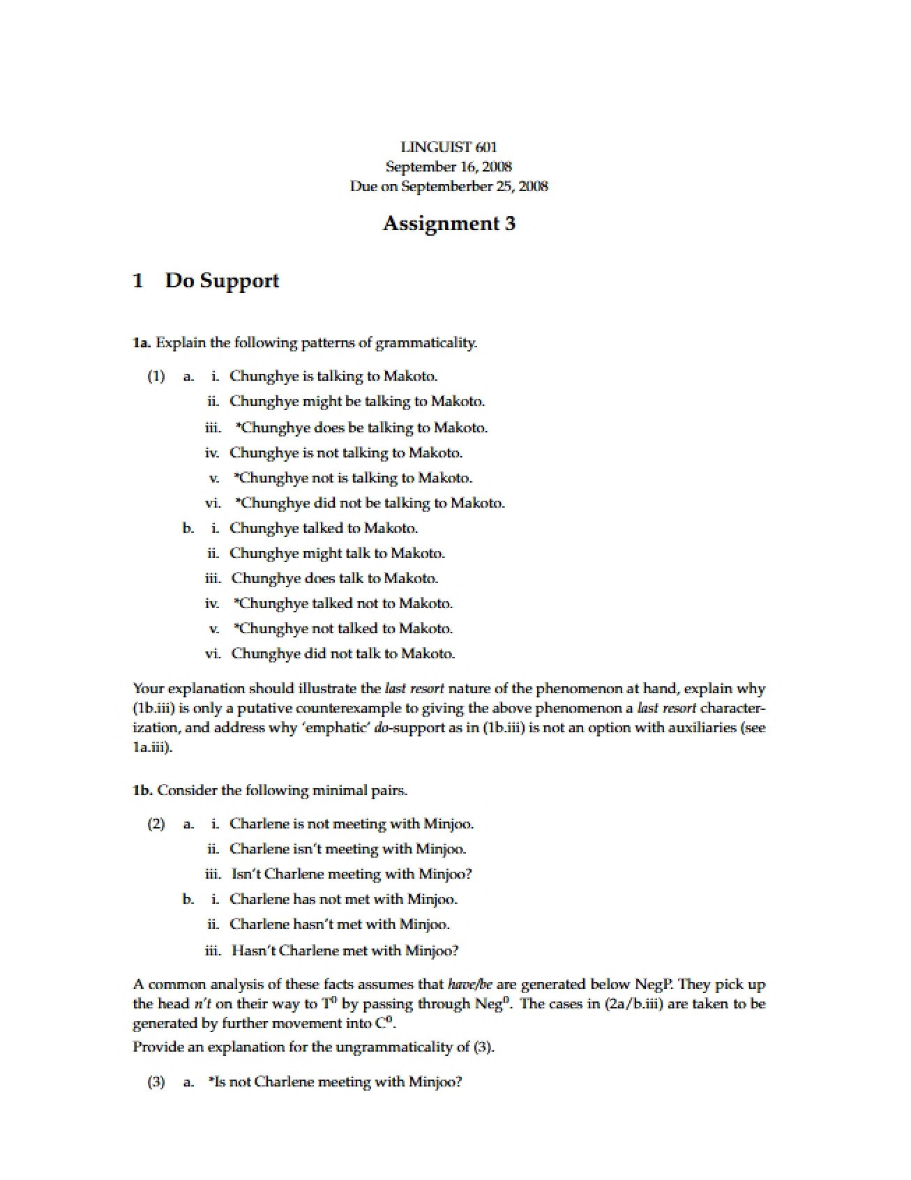 Assignment for Linguist 601