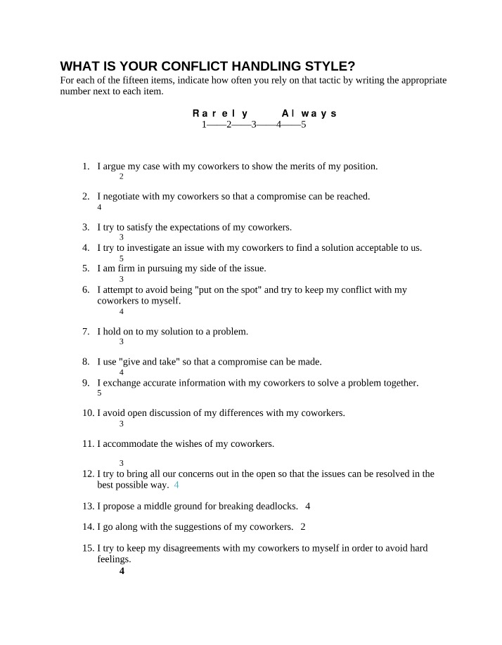 Ashlyn Porter - Conflict Handling Style Inventory