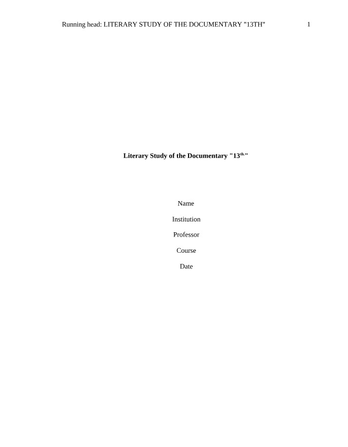 Literary Study of the Documentary 13th Review
