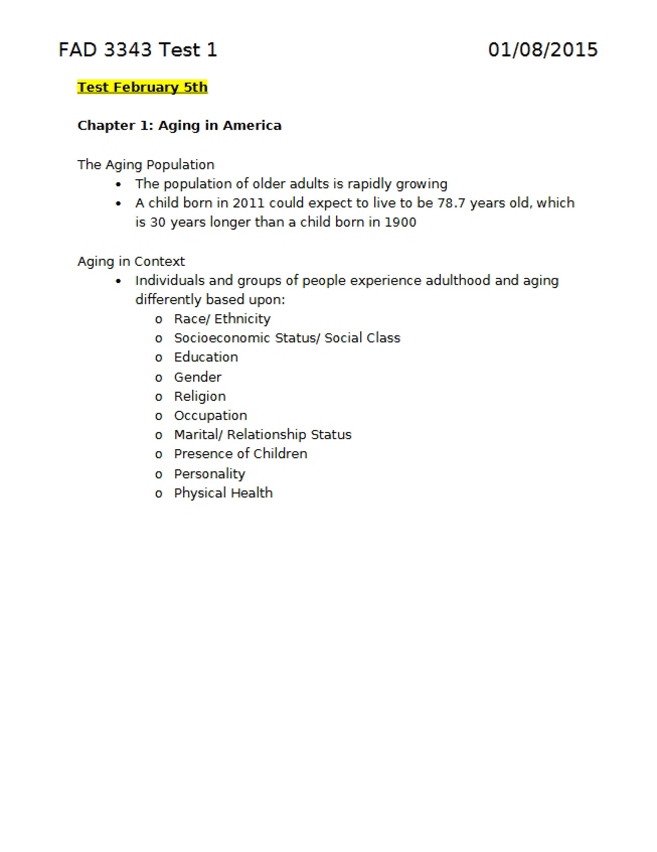 Introduction to Aging in America (Chapter One)