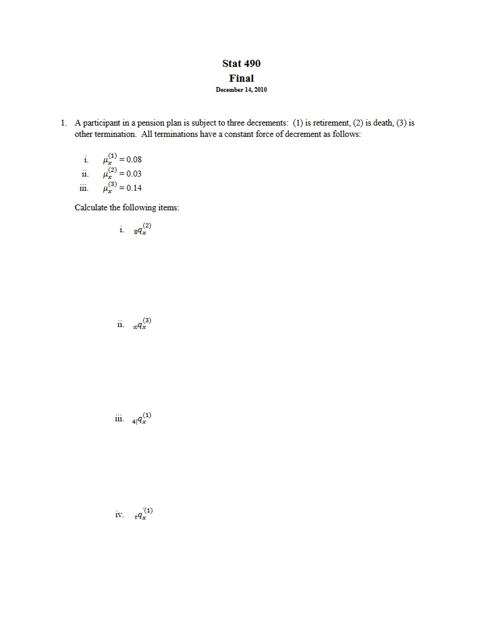 Final Course Examination