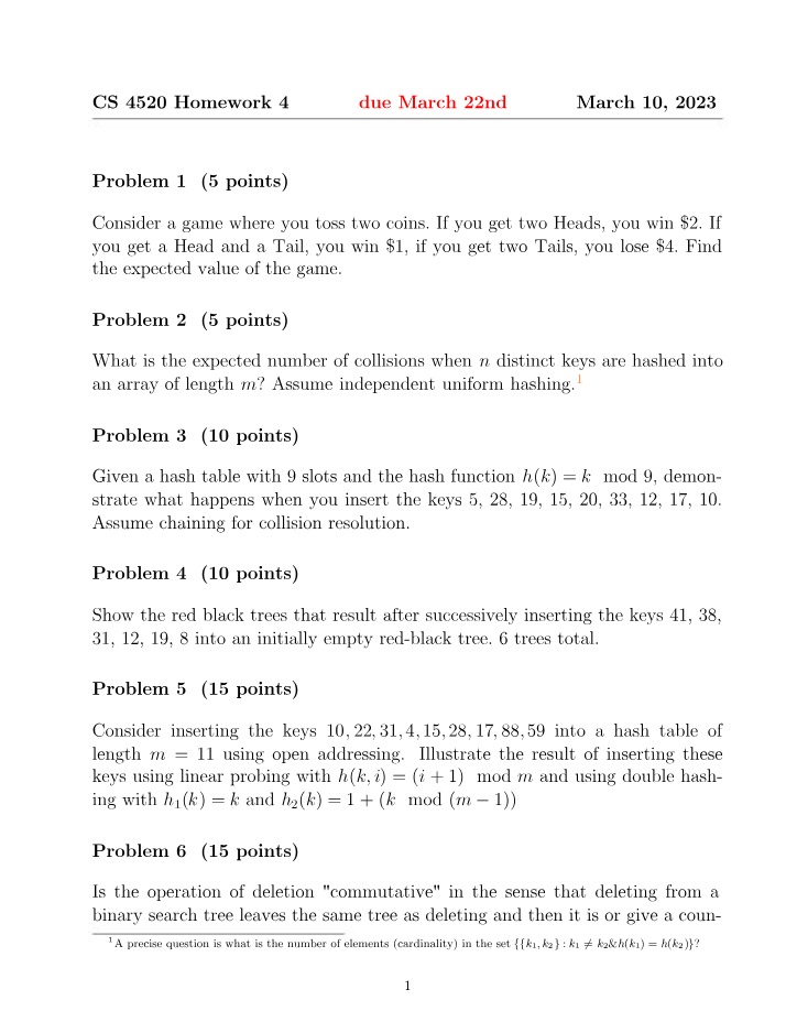 Homework 4 for CS 4520