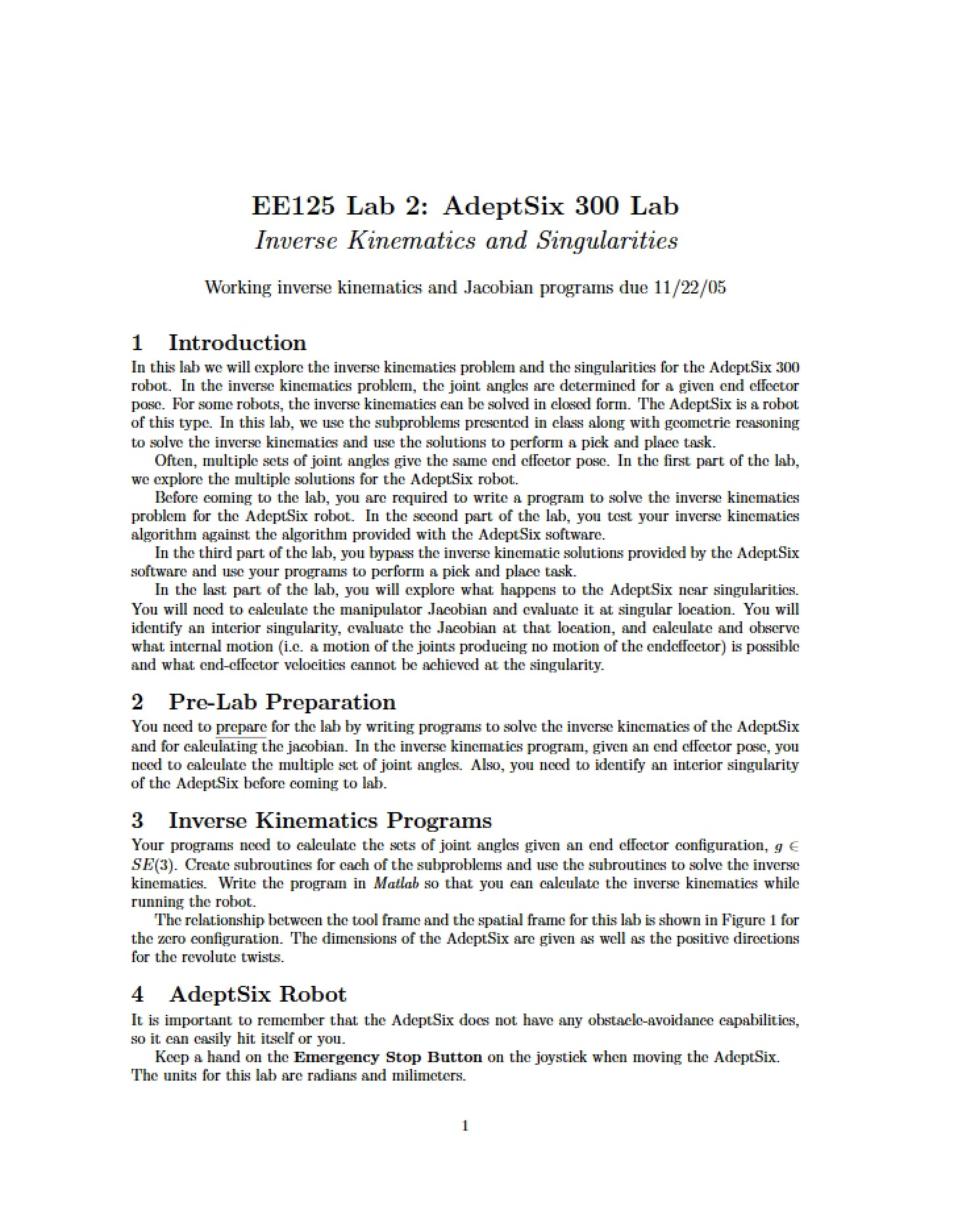 Singularities & Inverse Kinematics