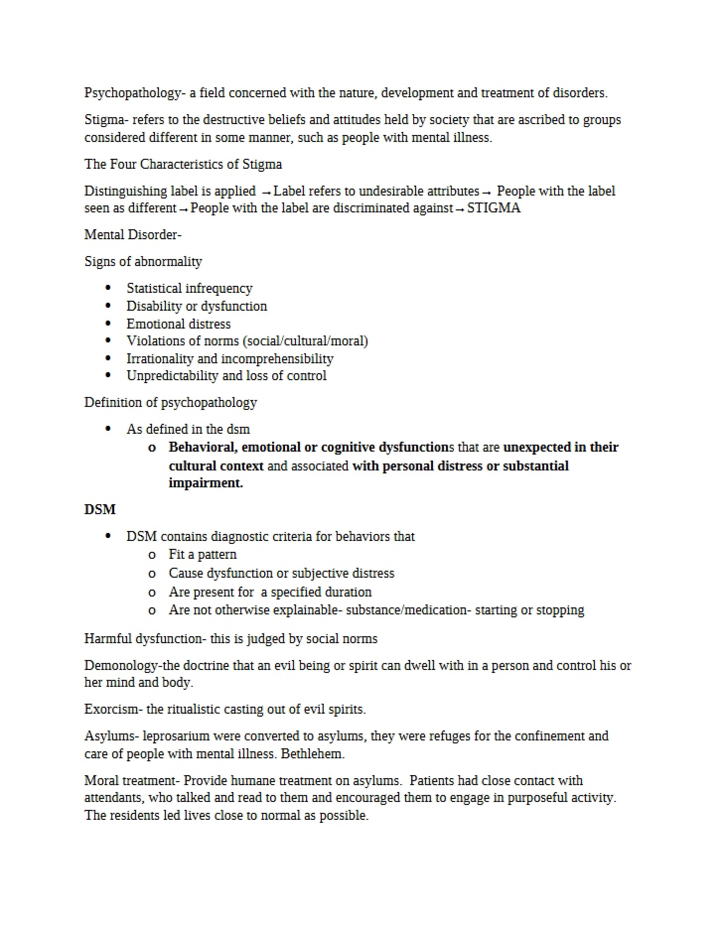 Study of Psychopathology